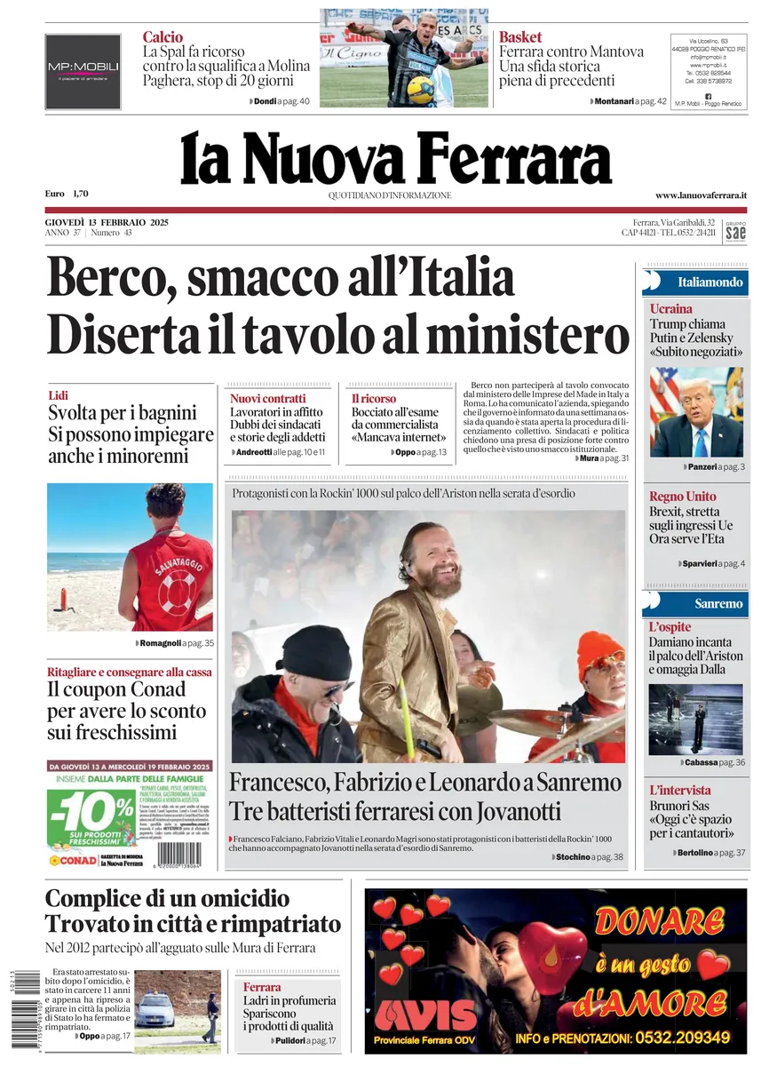 Prima-pagina-nuova ferrara-oggi-edizione-del-2025-02-13